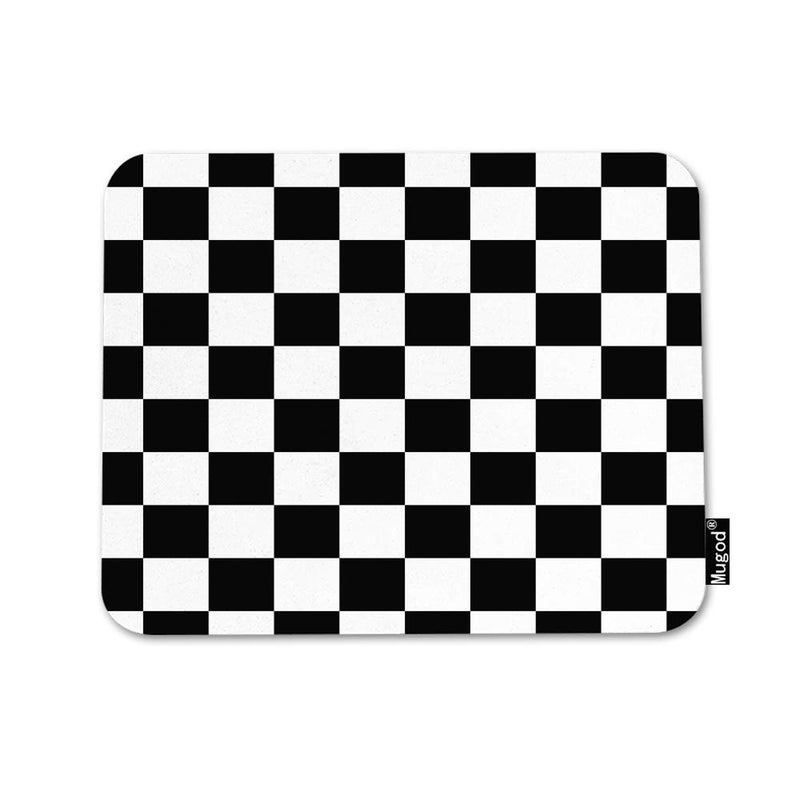Mugod Checkerboard Mouse Pad Geometric Checkered Plaid Pattern Black and White Mouse Mat Non-Slip Rubber Base Mousepad for Computer Laptop PC Gaming Working Office & Home 9.5x7.9 Inch - Image 1